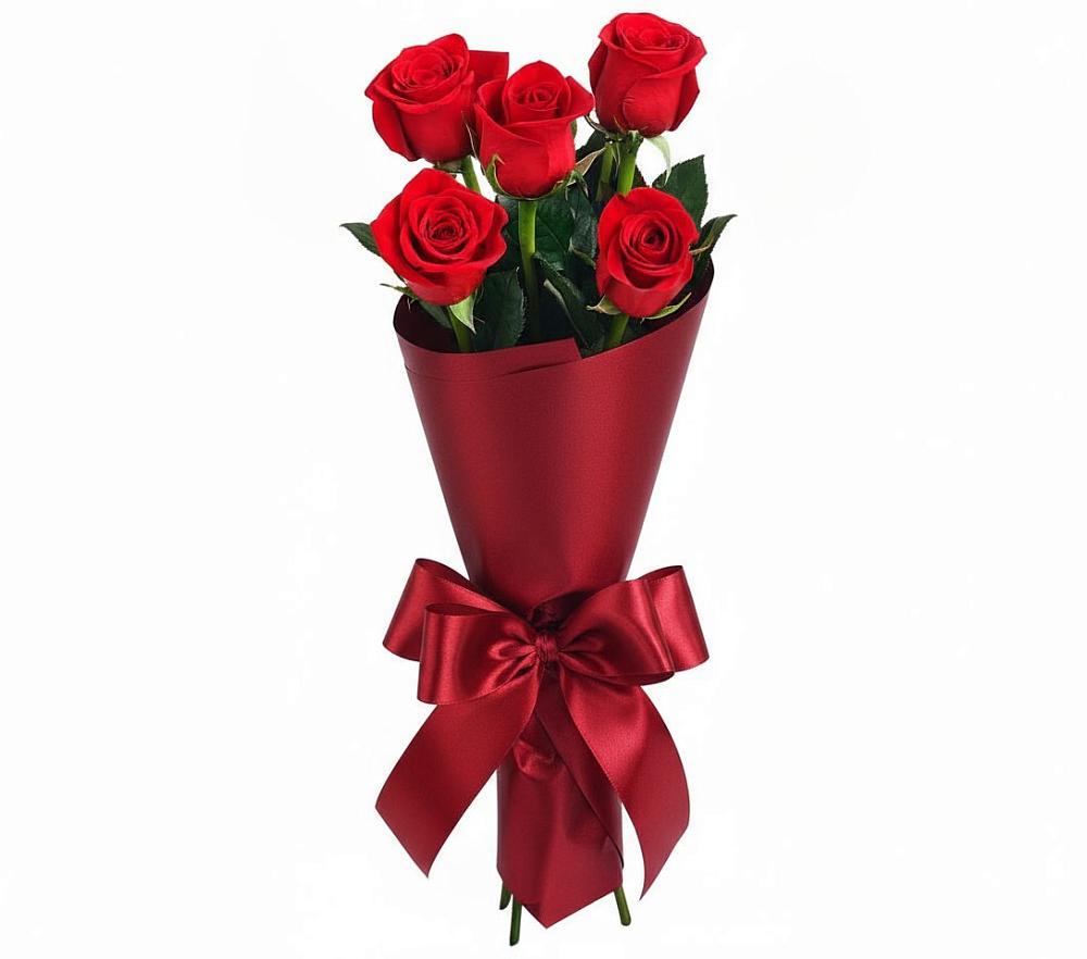 Букет 5 Красных роз Эдлесс Лав в Приволжском Саратовской области