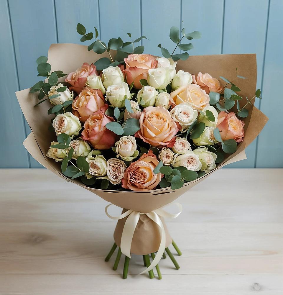 Букет цветов из: Альстромерии и Розы в Приволжском Саратовской области