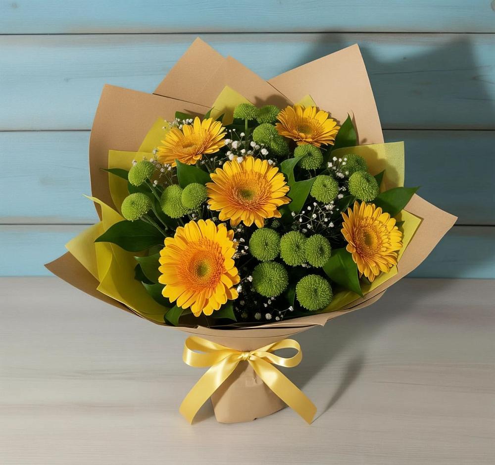 Букет цветов из: Герберы и Хризантемы в Приволжском Саратовской области