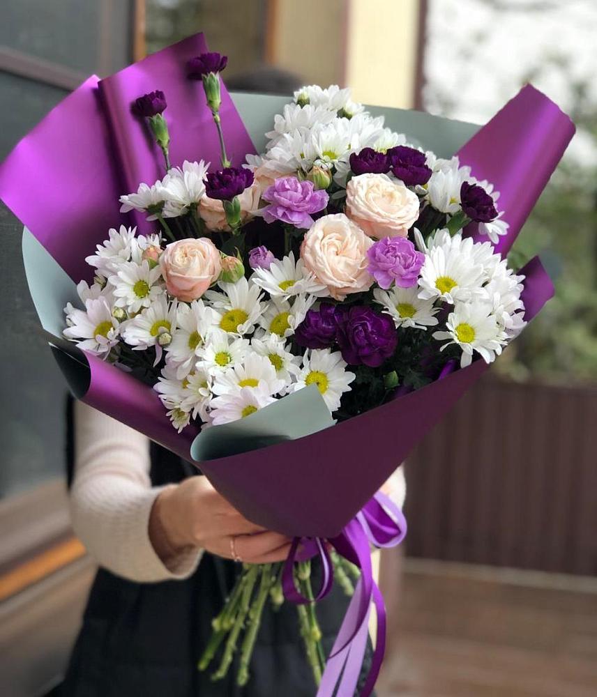 Букет цветов из: Хризантемы, Гвоздики и Розы в Приволжском Саратовской области