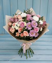 Букет цветов из:  Хризантемы, Розы и Альстромерии в Приволжском Саратовской области