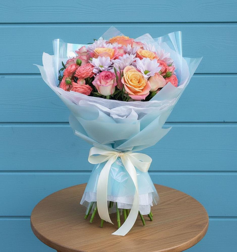 Букет цветов из: Хризантемы и Розы в Приволжском Саратовской области