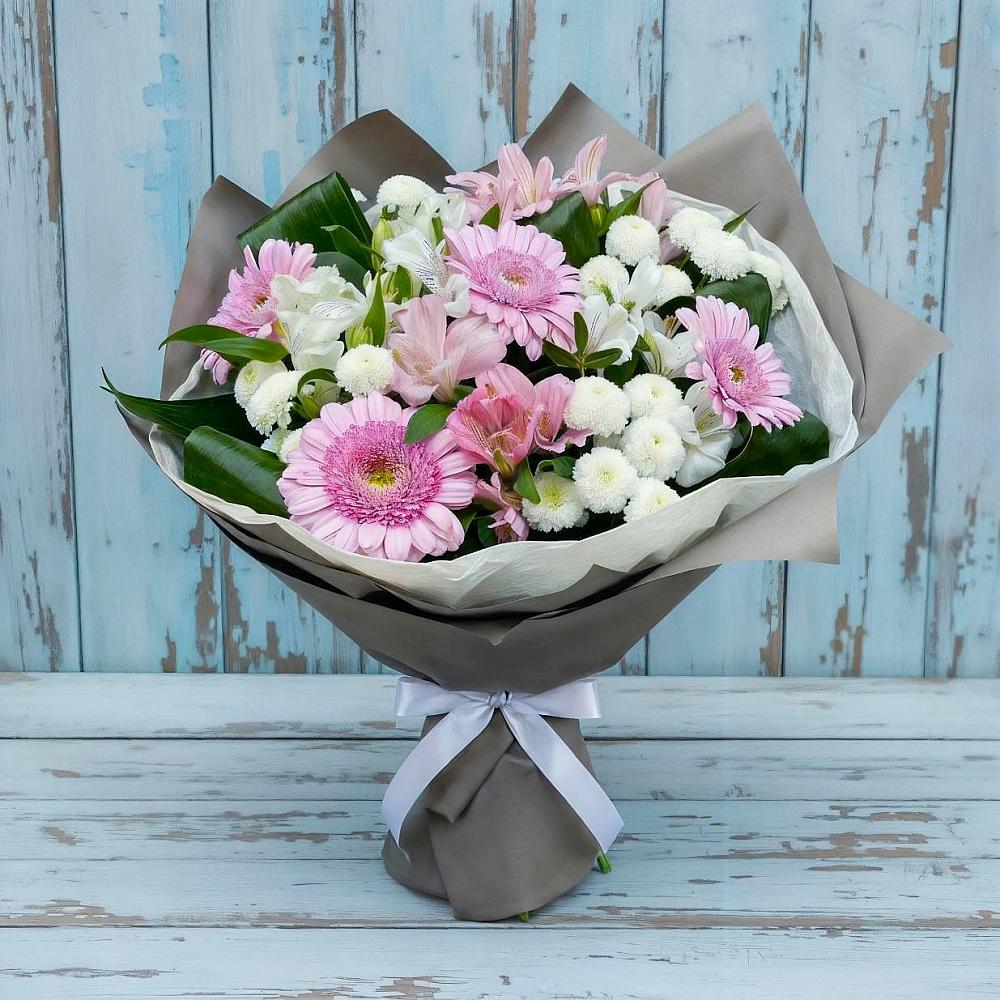 Букет цветов из: Герберы, Альстромерии и Хризантемы в Приволжском Саратовской области