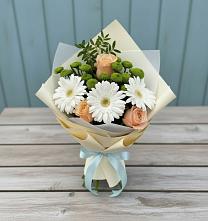 Букет цветов из:  Герберы, Розы и Хризантемы #REPLACE_PRED# Приволжском Саратовской области