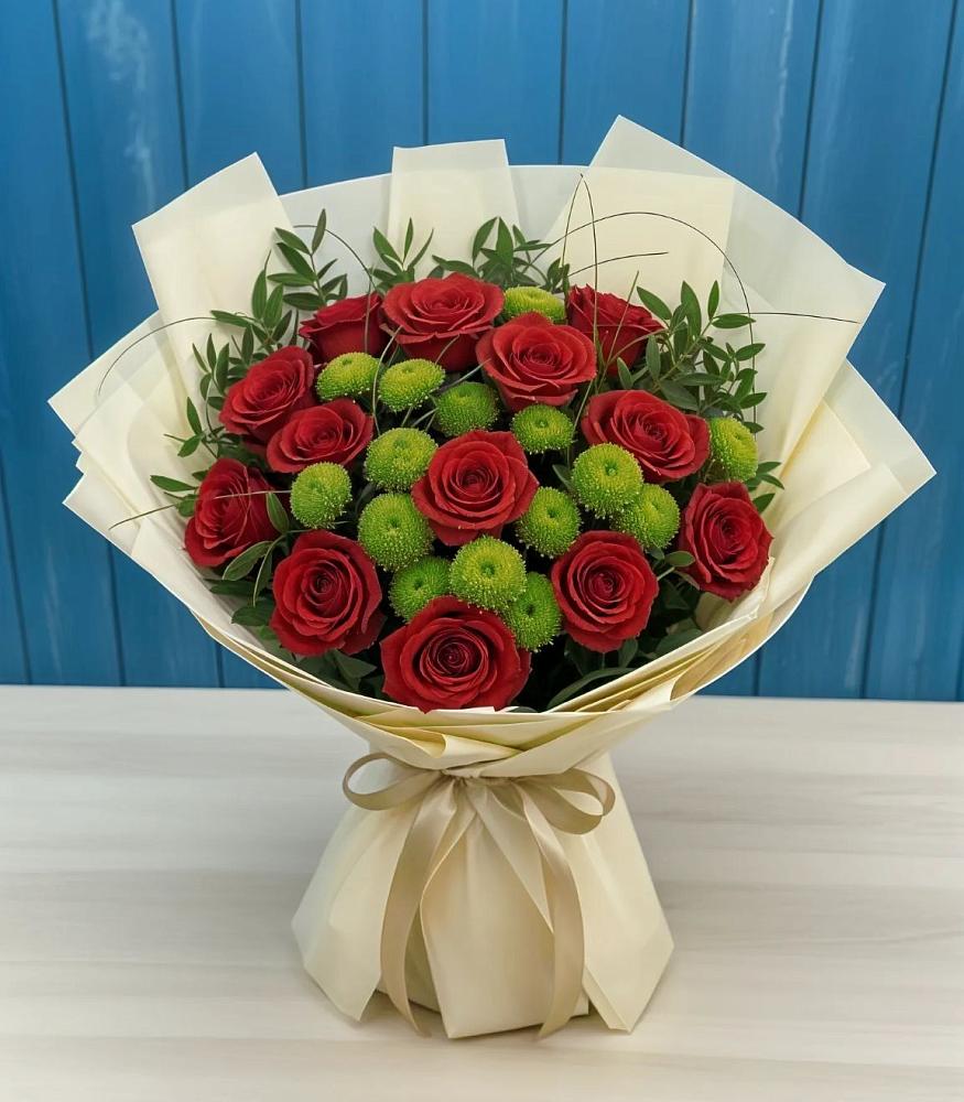 Букет цветов из: Розы и Хризантемы в Приволжском Саратовской области