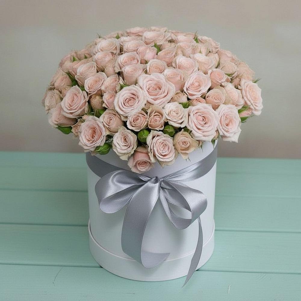 Цветочная композиция из Розы в шляпной коробке в Приволжском Саратовской области